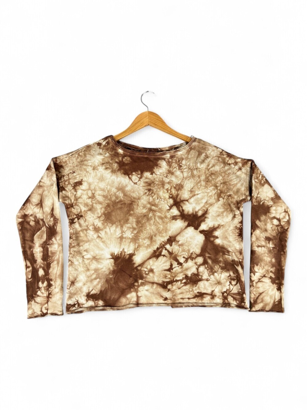 Betsey Johnson Brown Tie-Dye Cropped Crewneck Sweatshirt S